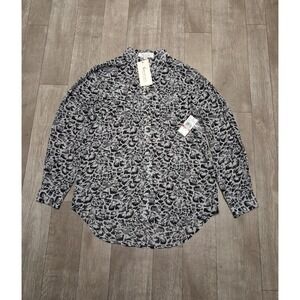Womens Nwt Two By Vince Camuto Sheer Animal Print Button Down Shirt